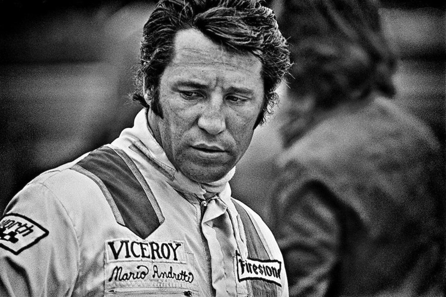 A pensive Mario Andretti searches for more speed from his F! Ferrari 321B2 at the 1972 United States Grand Prix.